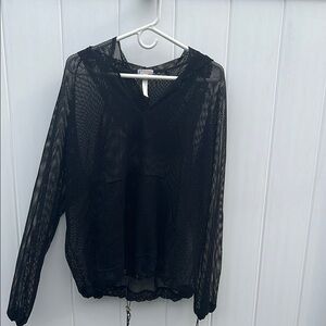 Black Mesh Hoodie